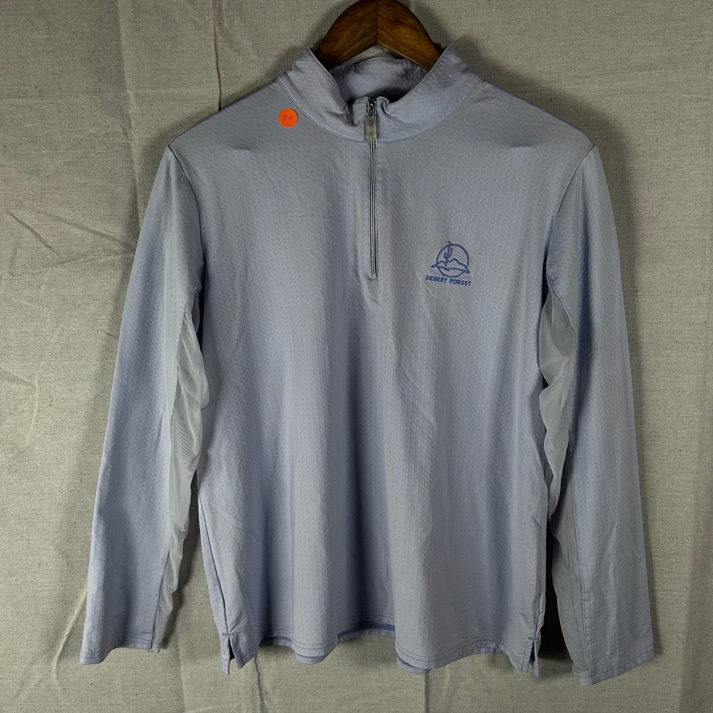 Bette & Court Swing Womens XL‎ 1/4 Zip Golf Shirt Blue Desert Forest Long Sleeve